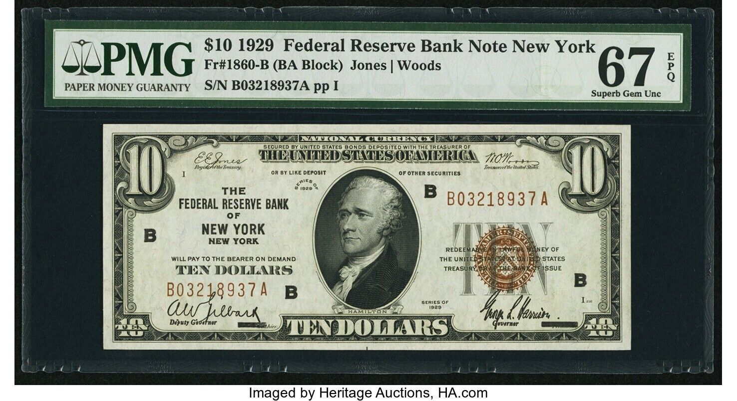 FR. 1860-B 1929 $10 New York a